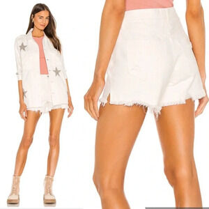 Free People Makai Cutoff Short White Denim Distressed Size 24 NWT
